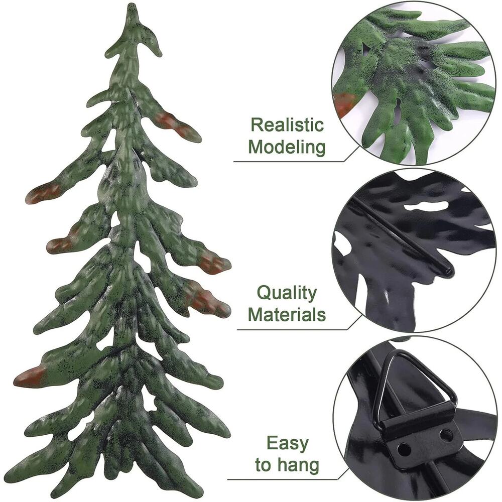 Set of 4 Evergreen Pine Tree Metal Wall Art Decor Outdoor Indoor - Picture 6 of 6